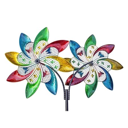 CERRAR 84 x 44 x 6 in. OS Home & Office Double Colorful Pinwheel Wind Spinner CE2520558